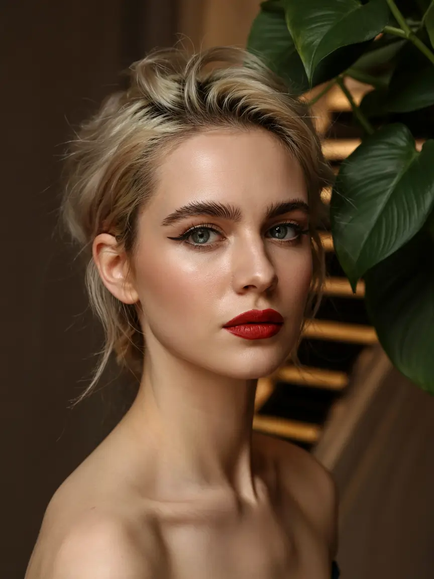 Fall hairstyle for medium hair Effortless Tousled Backdo with Bare Shoulders