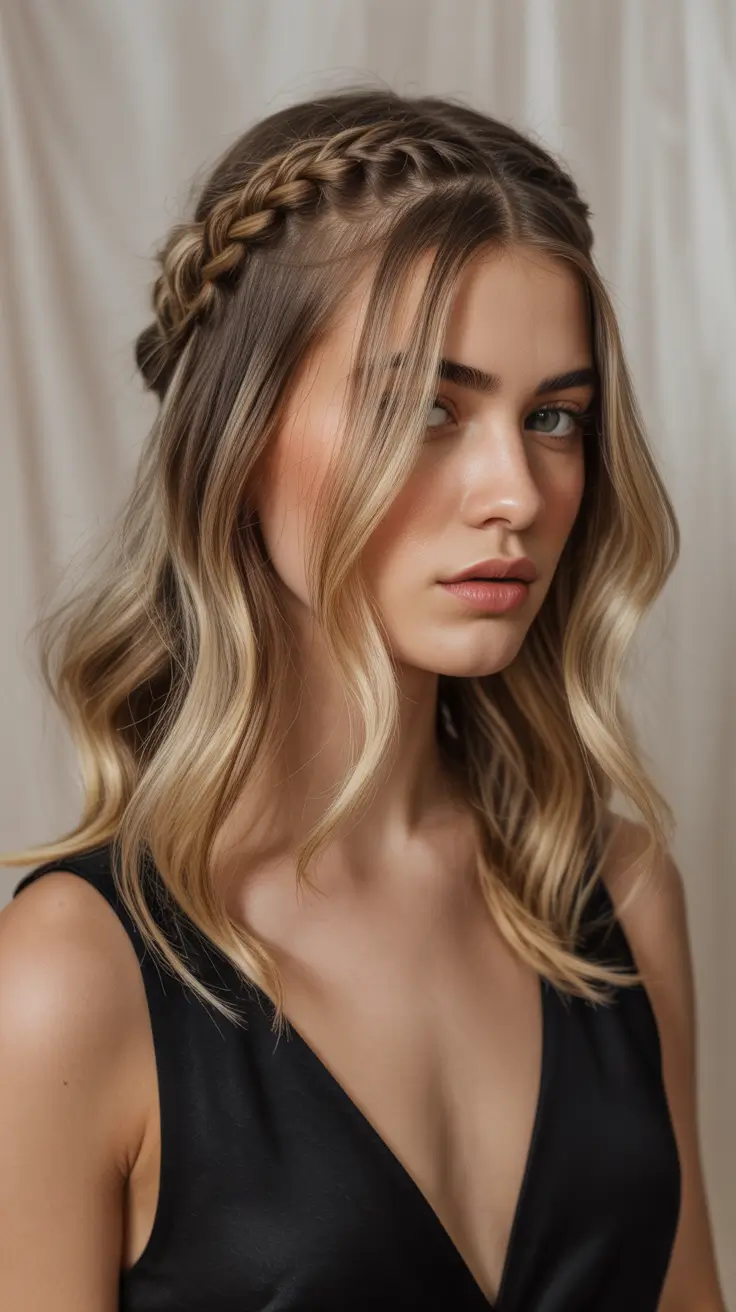 Fall hairstyle for medium hair Twist Braids with Romantic Waves