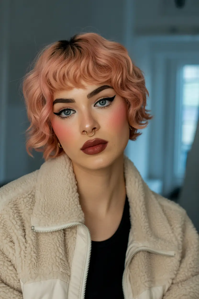 fall bob hairstyle ideas 2025 Playful Pastel Bob with Fringe