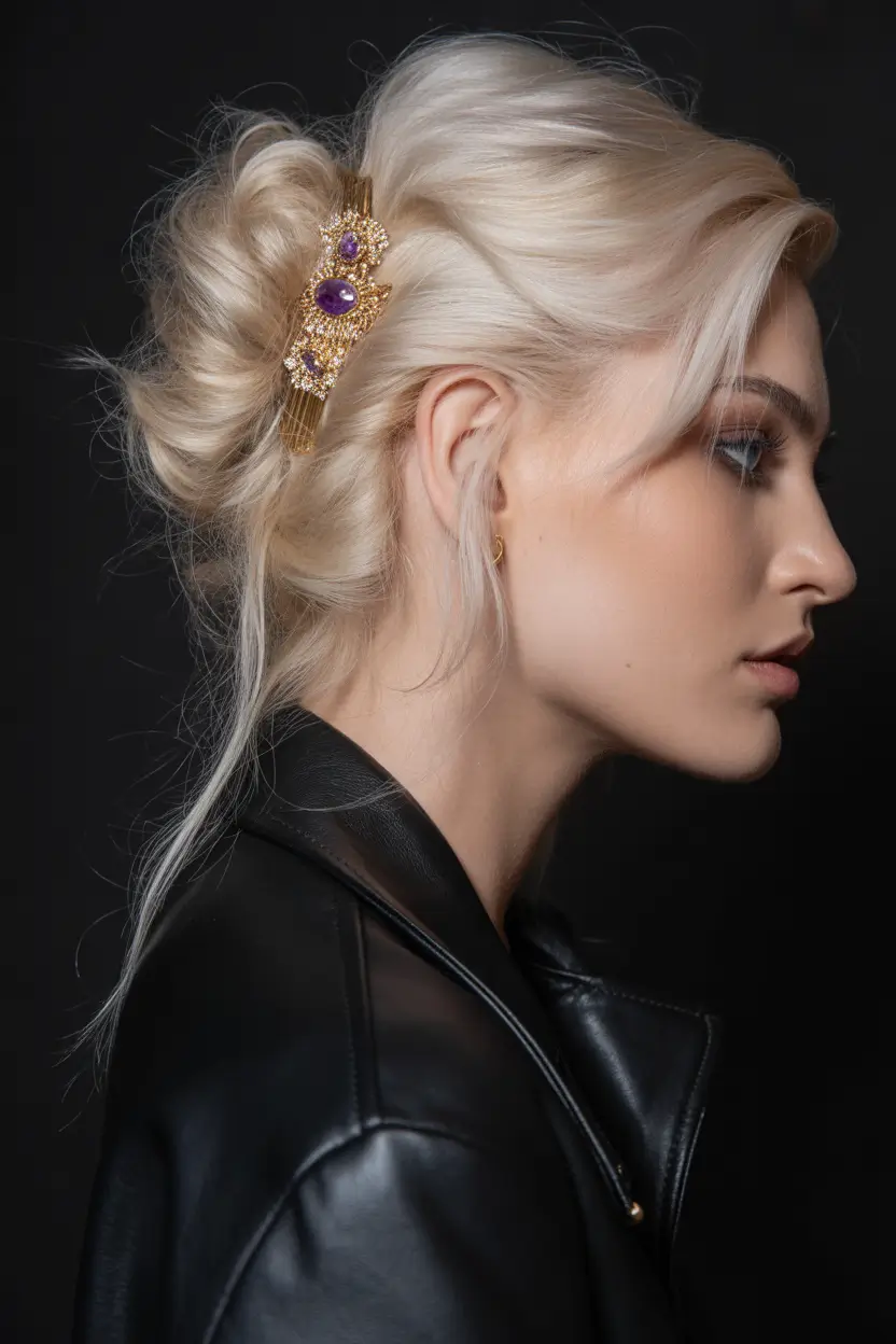 fall bob hairstyle Platinum Twist Bob with Jewel Accent