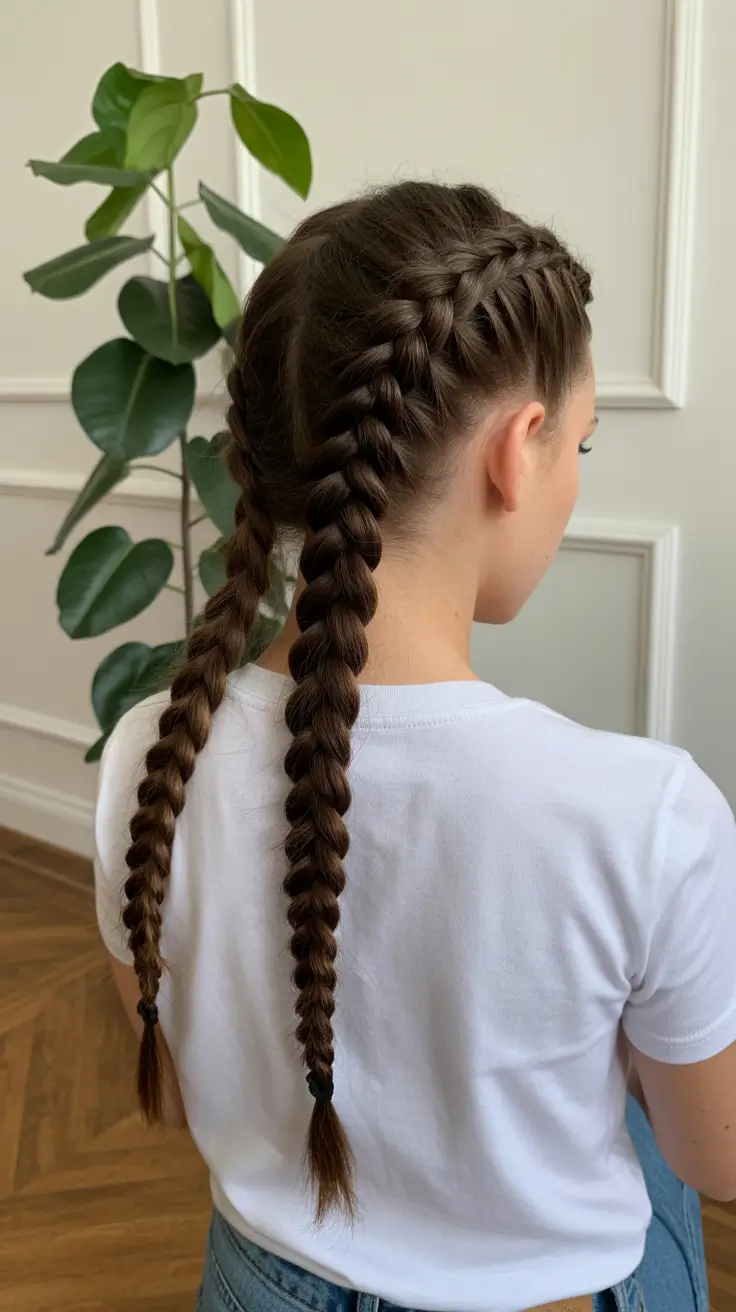 Fall braids hairstyle Classic Double Braids