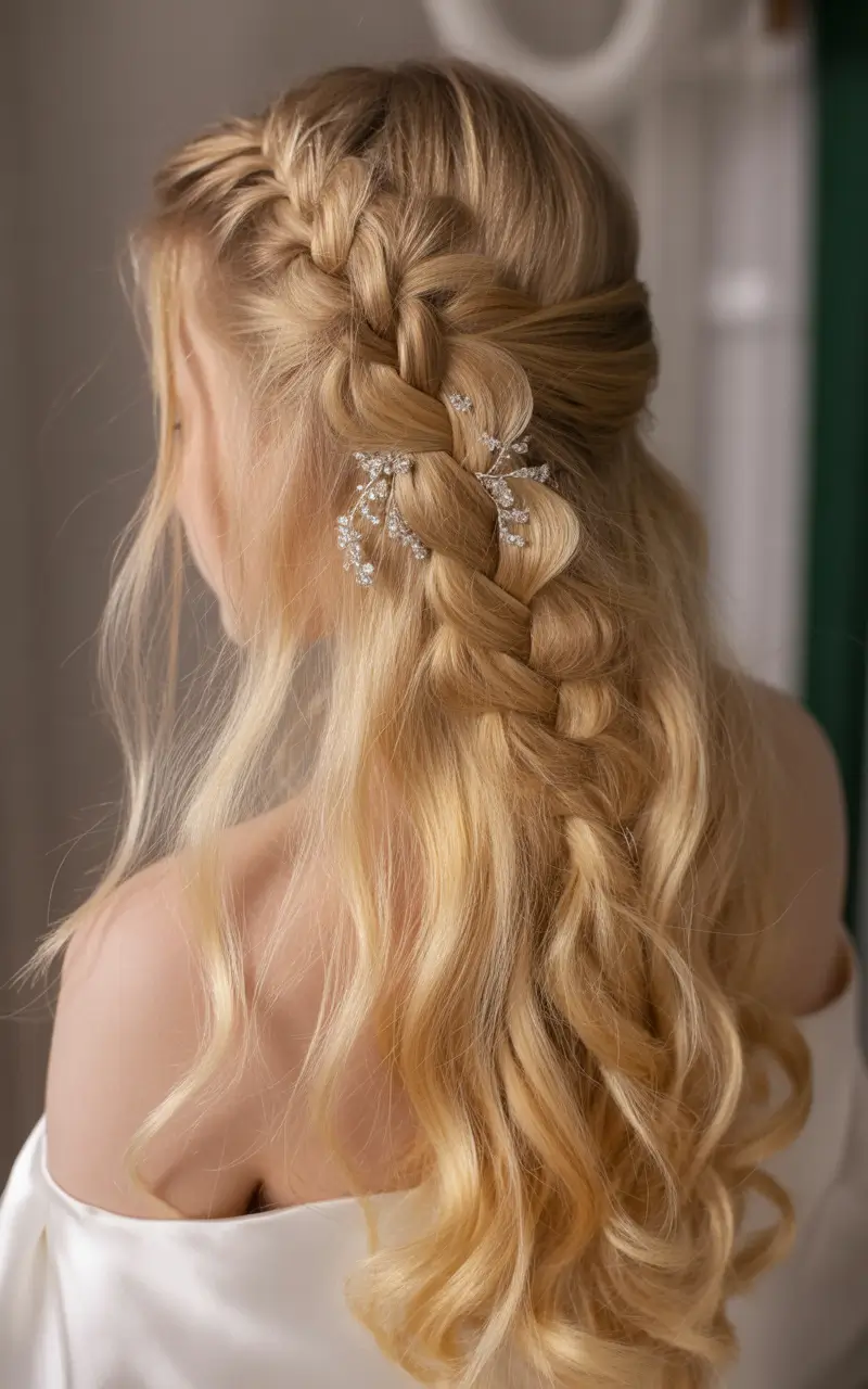 Fall braids hairstyle Embellished Loose Braid with Cascading Waves