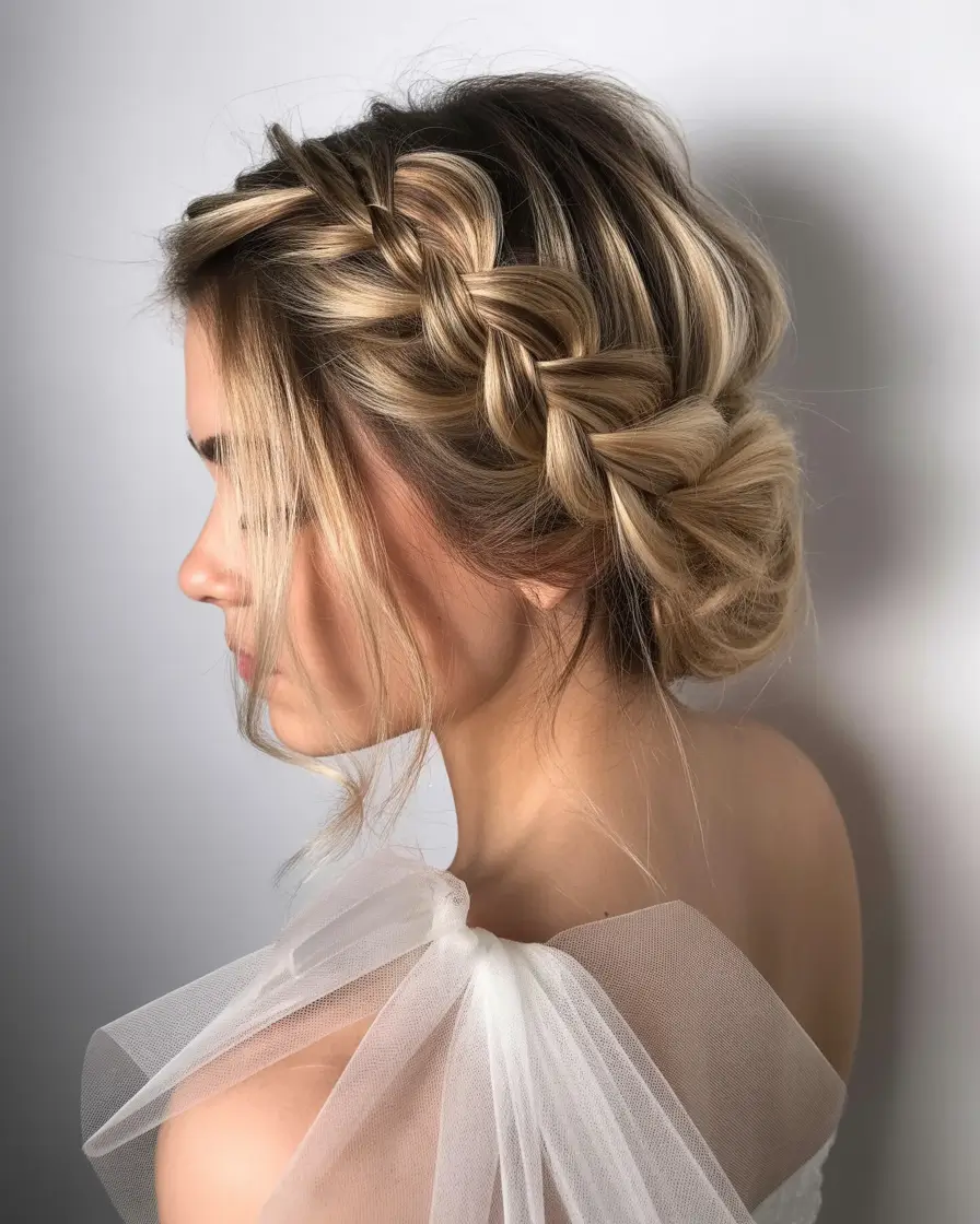 Fall braids hairstyle Boho-Inspired Crown Braid Updo