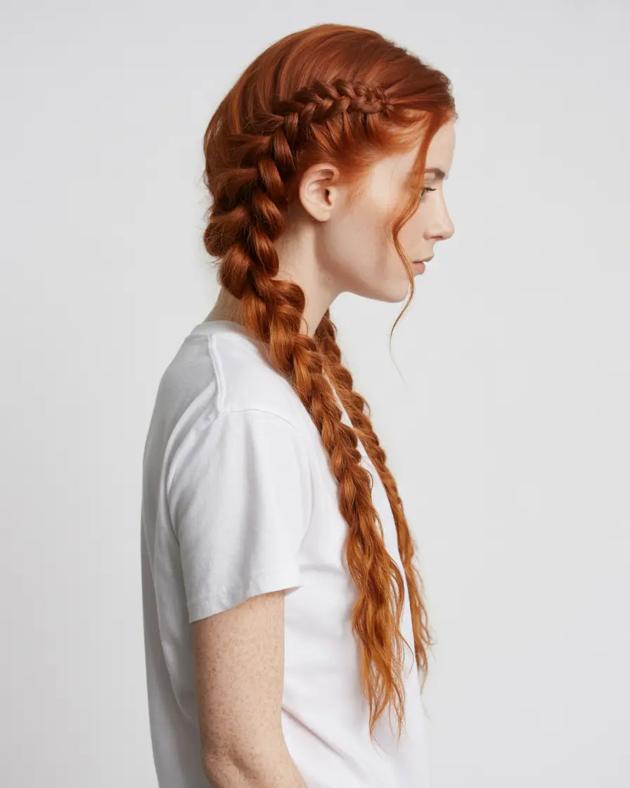 Fall braids hairstyle Double Dutch Braids with Autumn Spice Tones