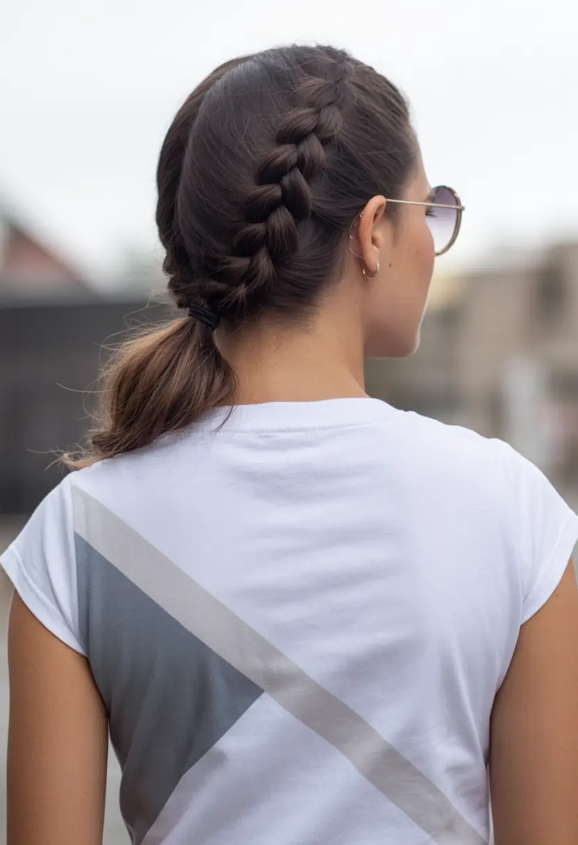 Fall hairstyle short hair Sporty Side-Braid Pony
