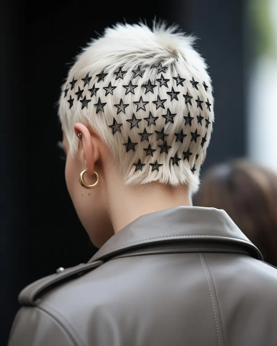 Fall hairstyle short hair Star-Pattern Pixie Cut