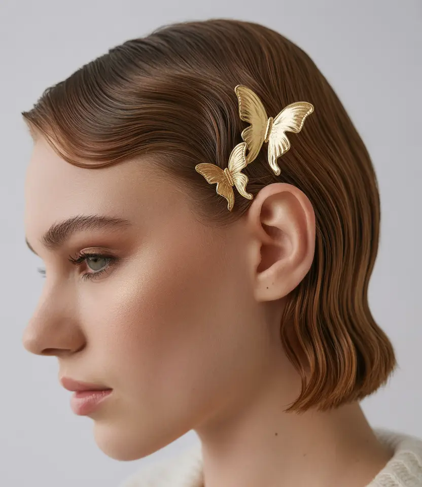 fall hairstyle short hair Golden Butterfly Sleek Waves