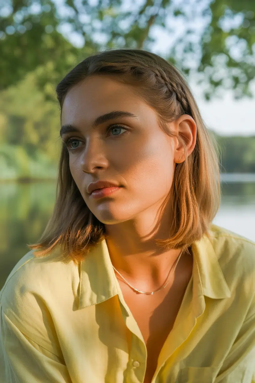 Fall hairstyle short hair Side-Braided Bob