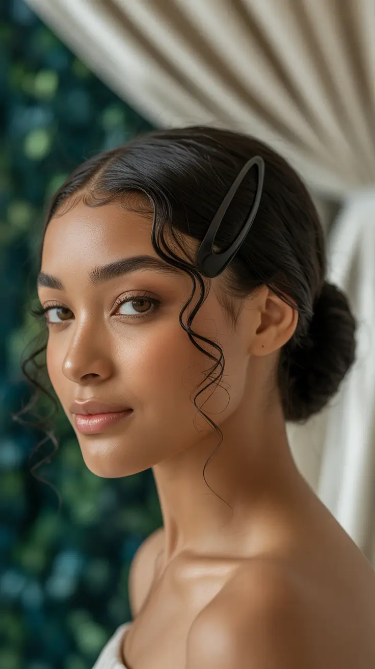 Fall hairstyle black women Low Bun with Face-Framing Curls
