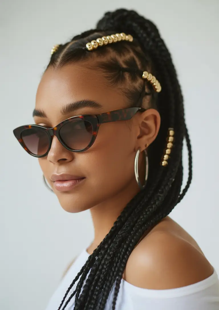 Fall hairstyle black women Beaded Braided Ponytail