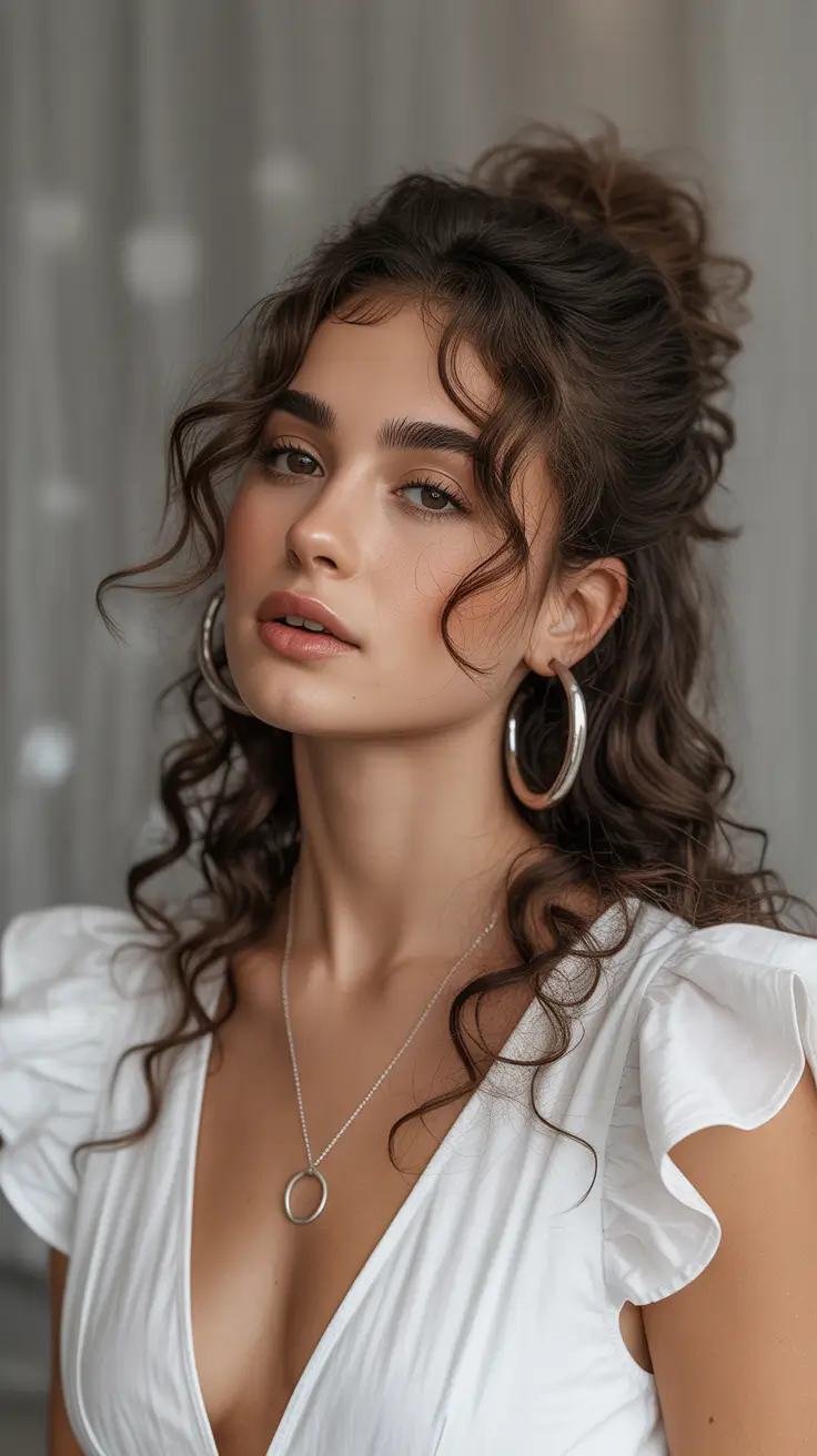 Fall hairstyle for long hairs Romantic Half-Up Curly Crown