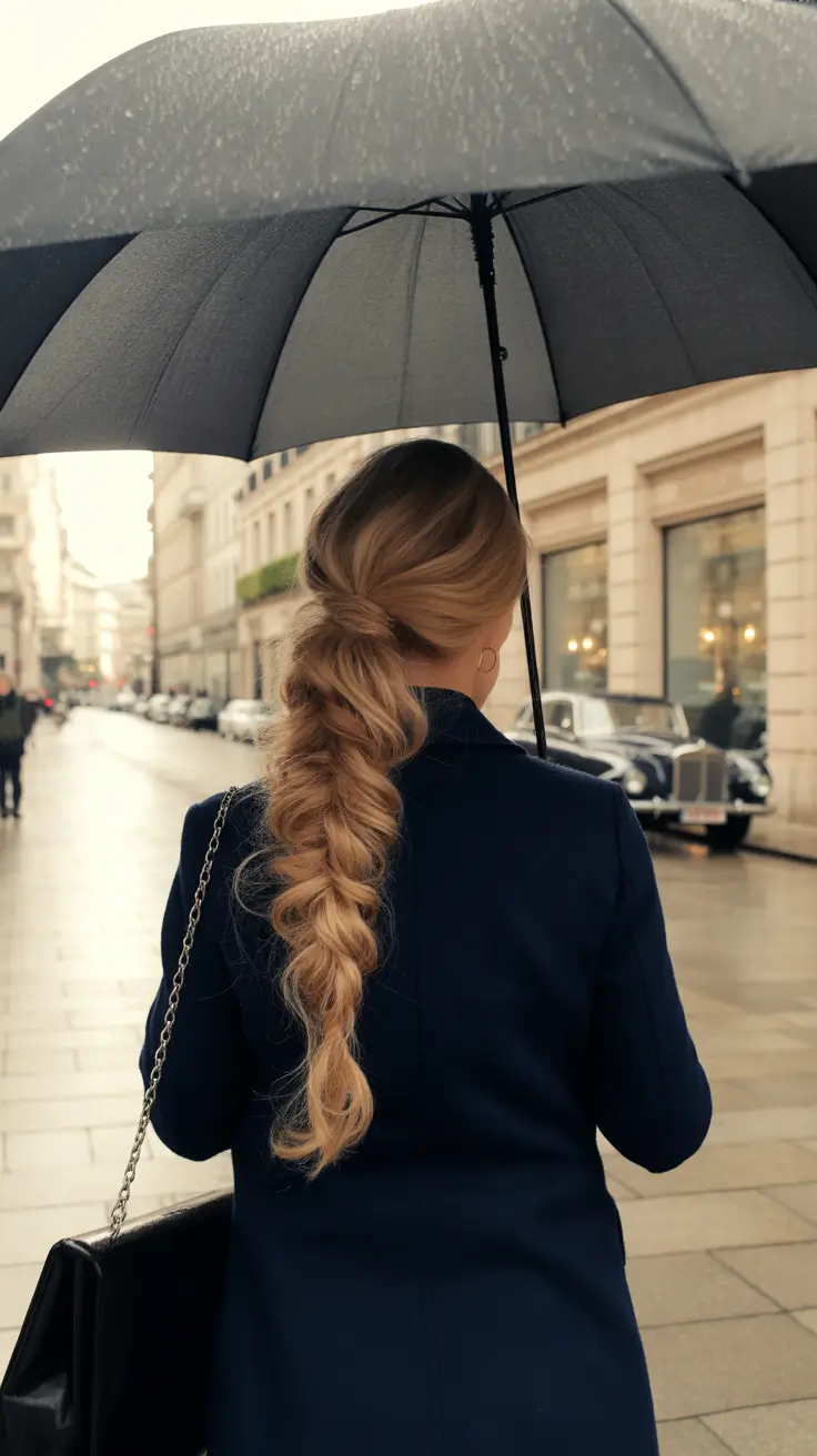 Fall hairstyle for long hairs Rainy Day Bubble Braid