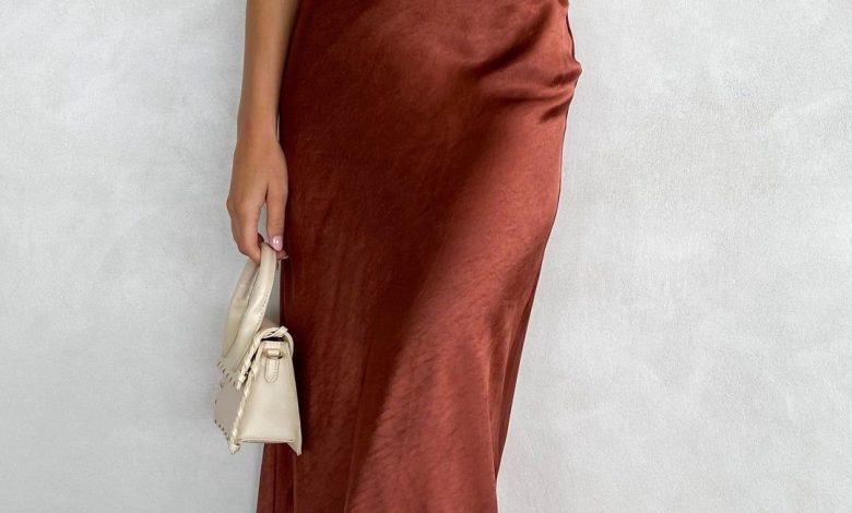 Rust Satin Dress