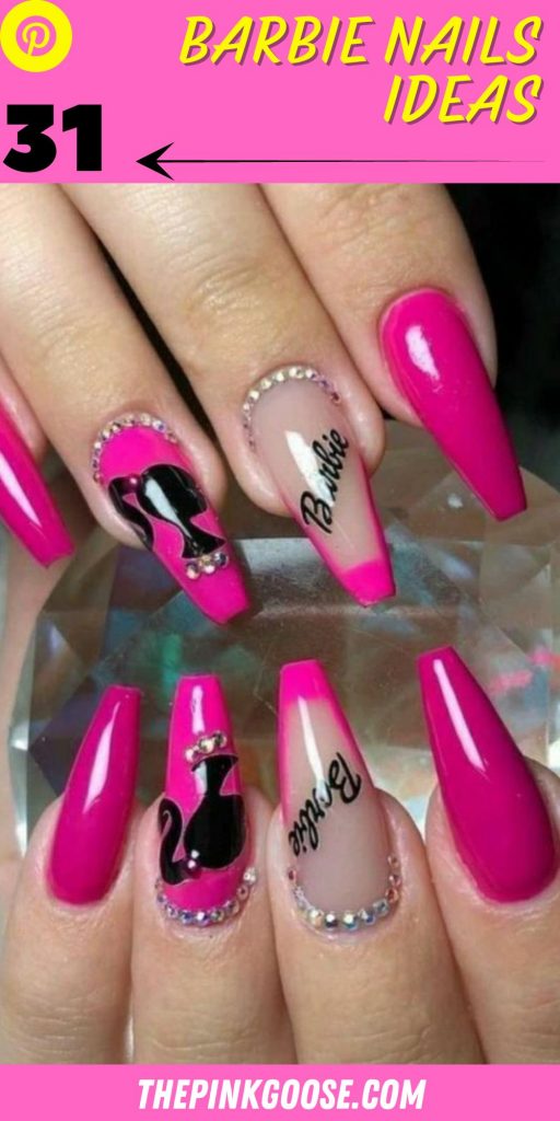 Barbie Pink Glam: Rock the Hottest Pink Shades with Short and Long Acrylic Nails and Design Ideas