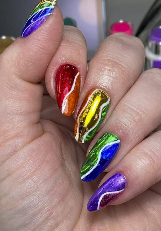 15 Vibrant and Colorful Chrome Nail Design Ideas