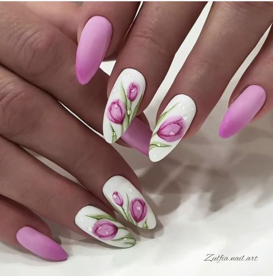 19 Beautiful Flower Nail Art Ideas