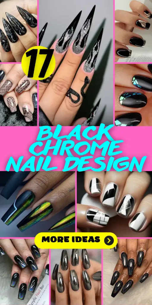 17 Alluring Black Chrome Nail Design Ideas