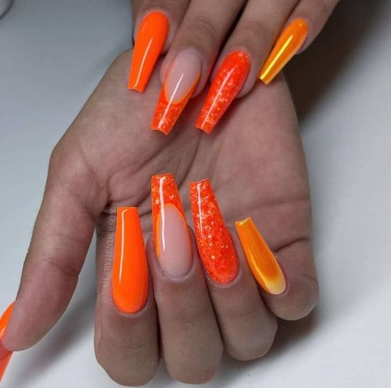 17 Captivating Orange Chrome Nail Design Ideas