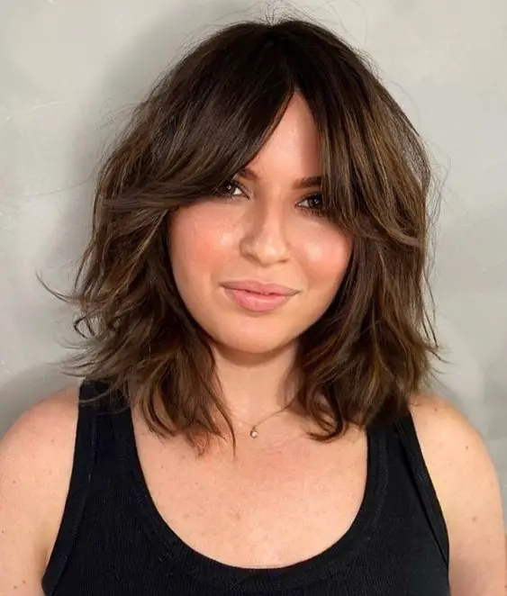 15 Flattering Haircut Ideas with Bangs for Round Faces
