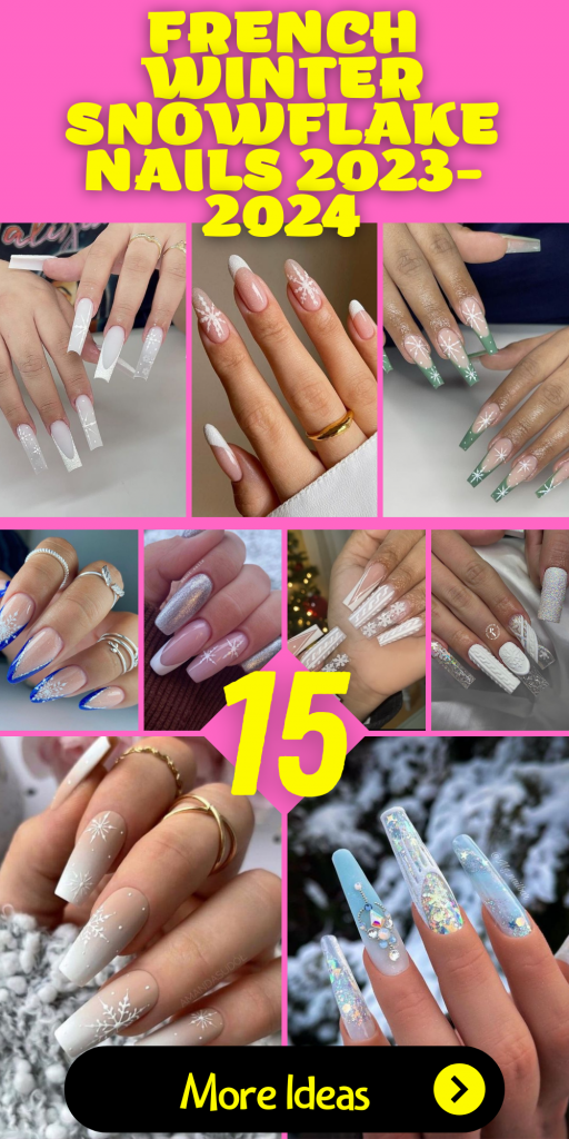 15 French Winter Snowflake Nail Ideas for 2023-2024 - thepinkgoose.com