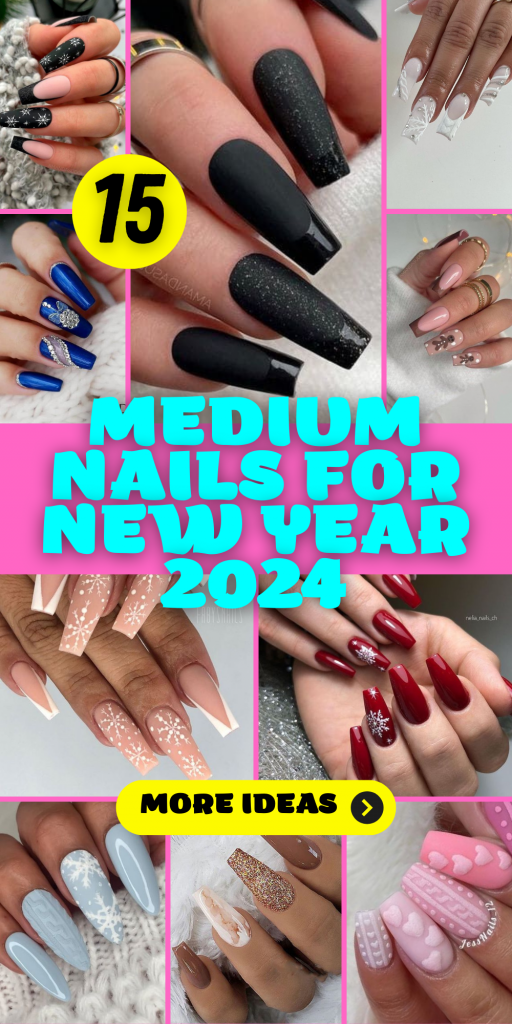 15 Stunning Medium Nail Ideas for New Year 2024