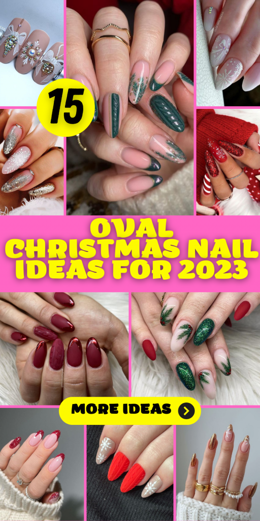 15 Elegant Oval Christmas Nail Ideas for 2023 - thepinkgoose.com