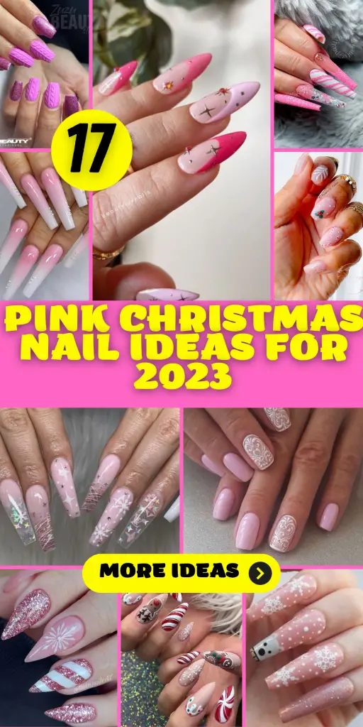 17 Pretty Pink Christmas Nail Ideas for 2023 - thepinkgoose.com