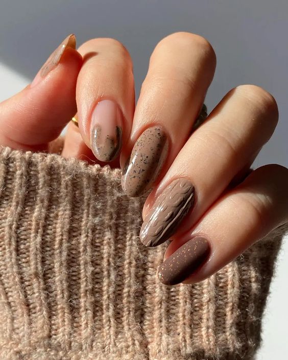 17 Cozy Winter Nail Ideas in Brown Shades for 2023-2024