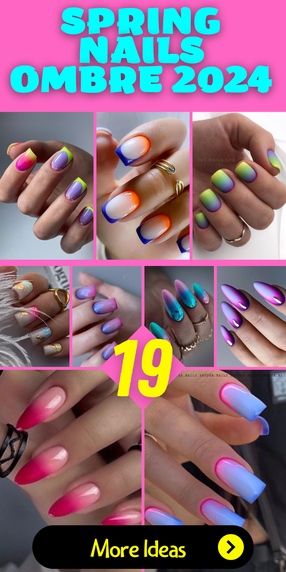 Spring Nails Ombre 2024: Cute, Glitter, French, and Pastel Color Ideas