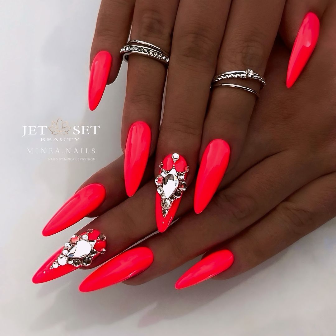 Glowing Glamour: 25 Neon Coral Nails Ideas to Brighten Your Look