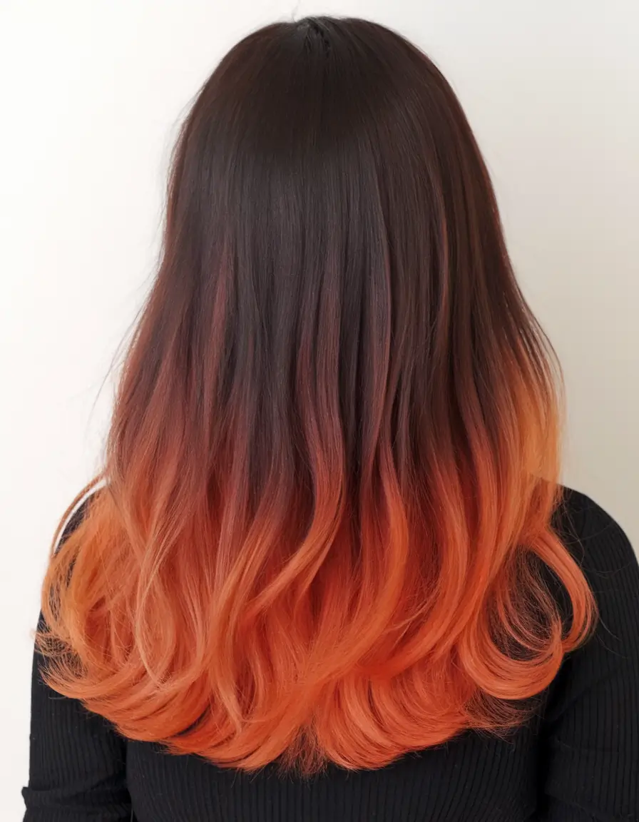 Summer Ombre Hair Color Ideas 2025: Trendy Shades Fiery Ombre for Brunette Boldness