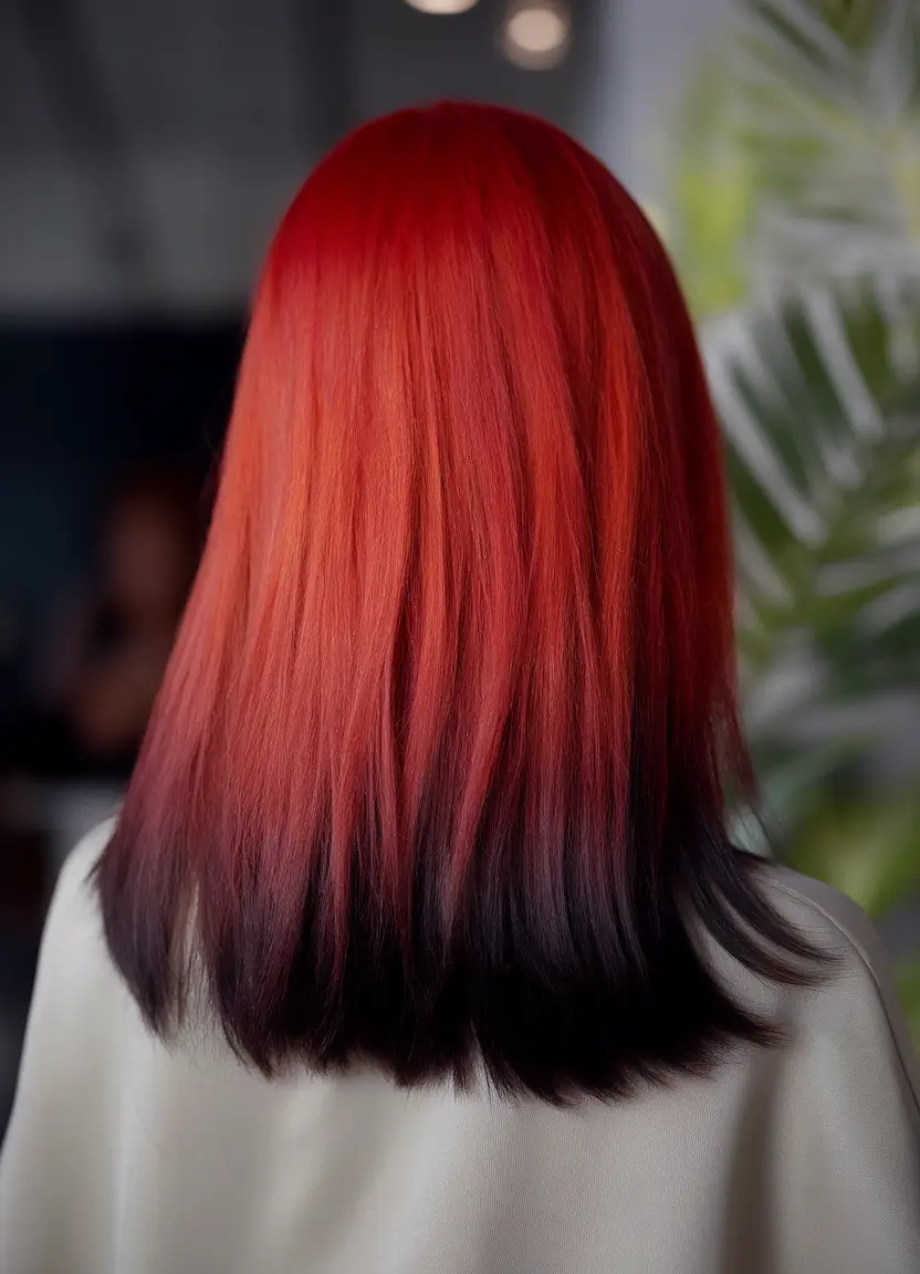 Summer Ombre Hair Color Ideas 2025: Trendy Shades Red Siren with Black Ends