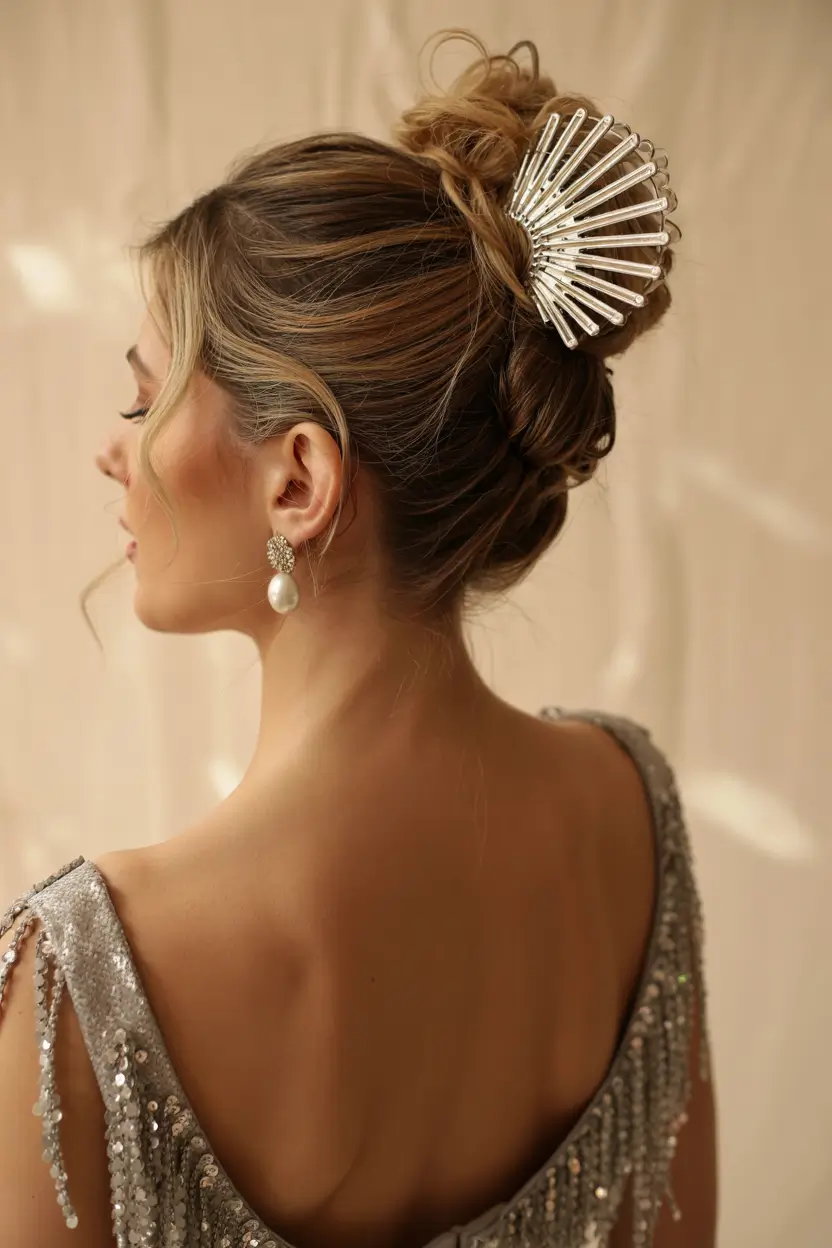 Vacation Hairstyles for Summer 2025: Chic Inspiration - Art Deco Top Knot Glam