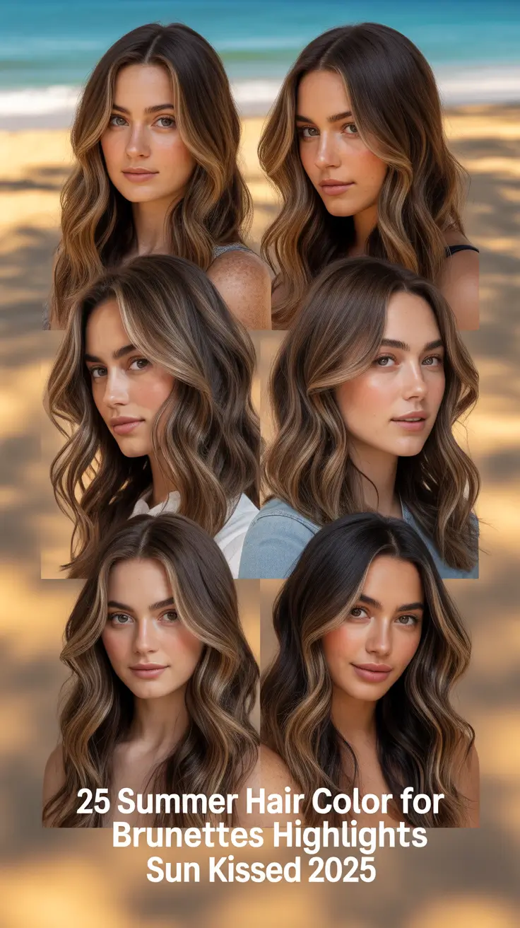 Summer Hair Color for Brunettes Highlights Sun Kissed 2025: Trendy Balayage, Blonde & Caramel Hair Inspo