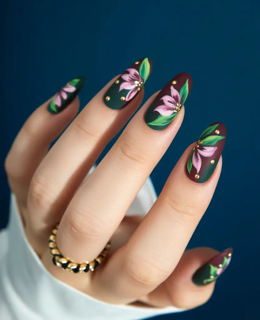 Almond Nails That Slay Summer 2025 - Dark Romance with Floral Art
