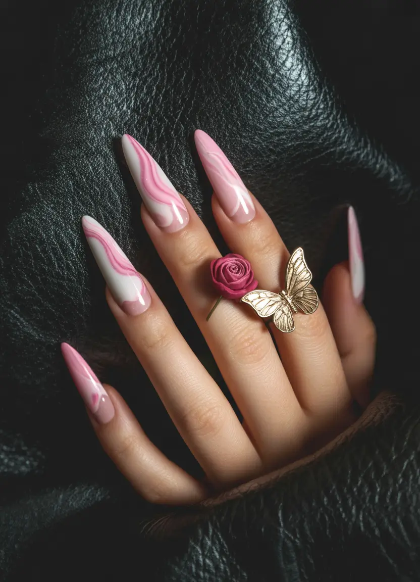 Almond Nails That Slay Summer 2025 - Pink Marble Elegance