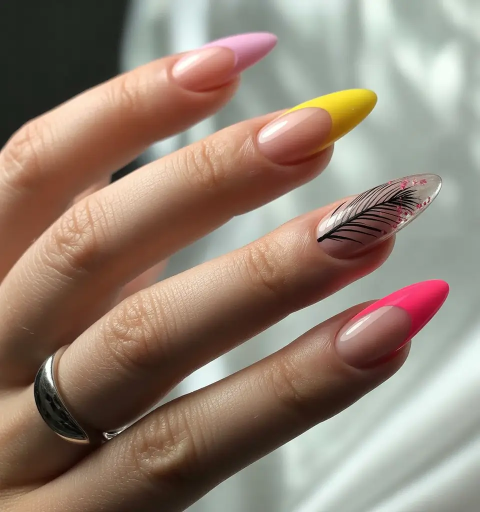 Almond Nails That Slay Summer 2025 - Neon French Tips with a Tropical Twist