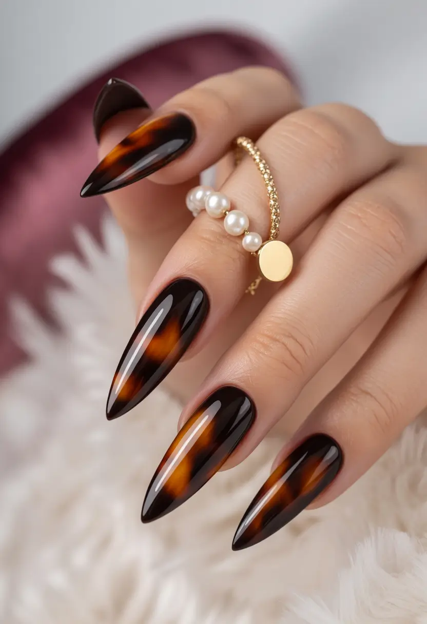 Almond Nails That Slay Summer 2025 Glossy Tortoiseshell Elegance