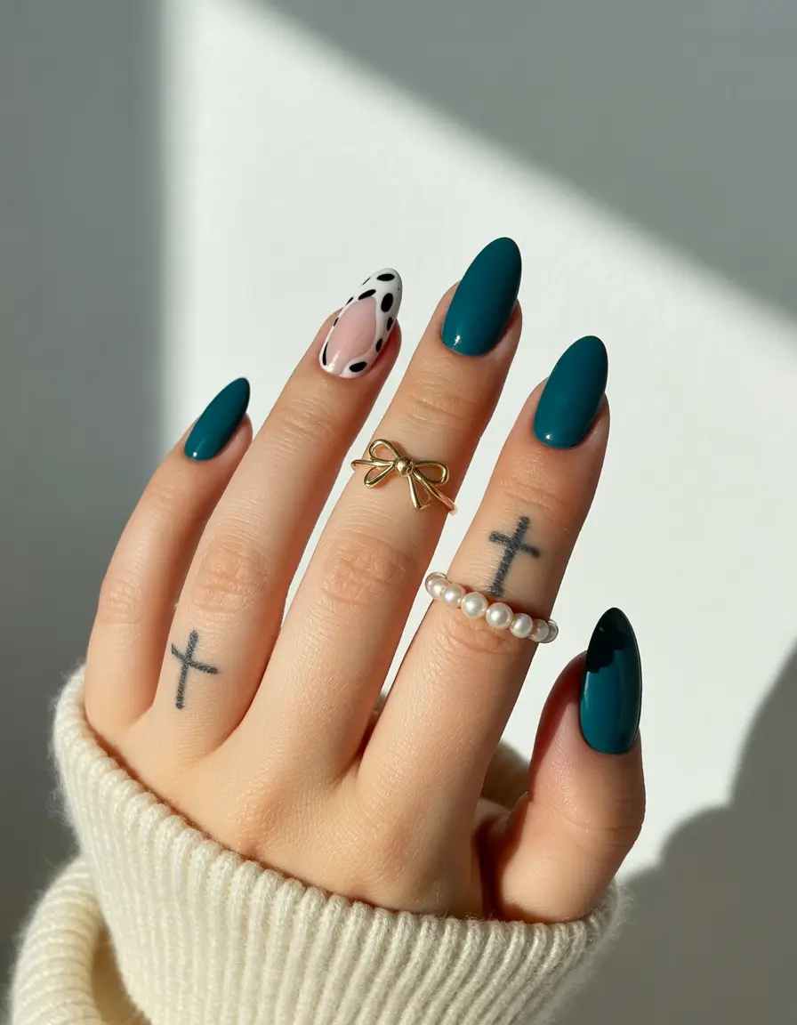 Almond Nails That Slay Summer 2025 - Deep Green Drama with a Chic Twist