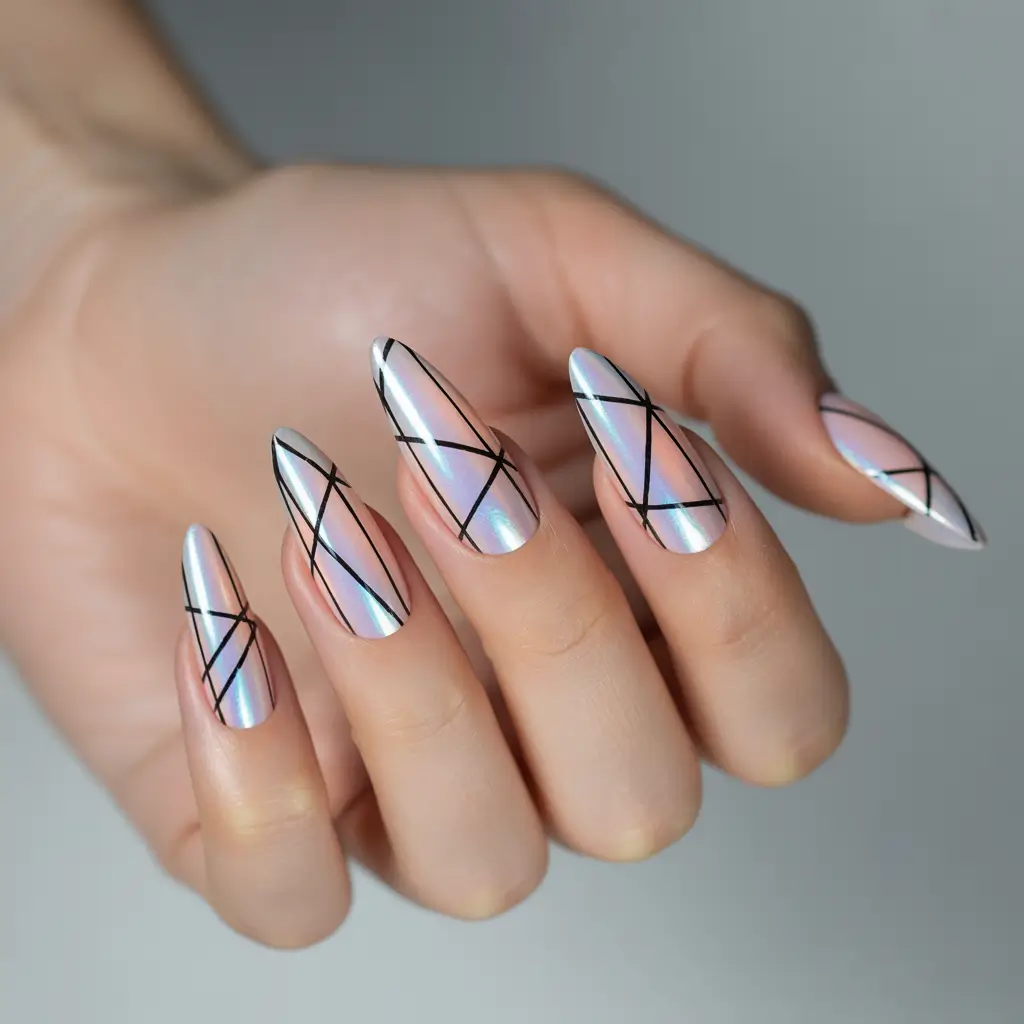Almond Nails That Slay Summer 2025 - Futuristic Silver with Minimalist Lines