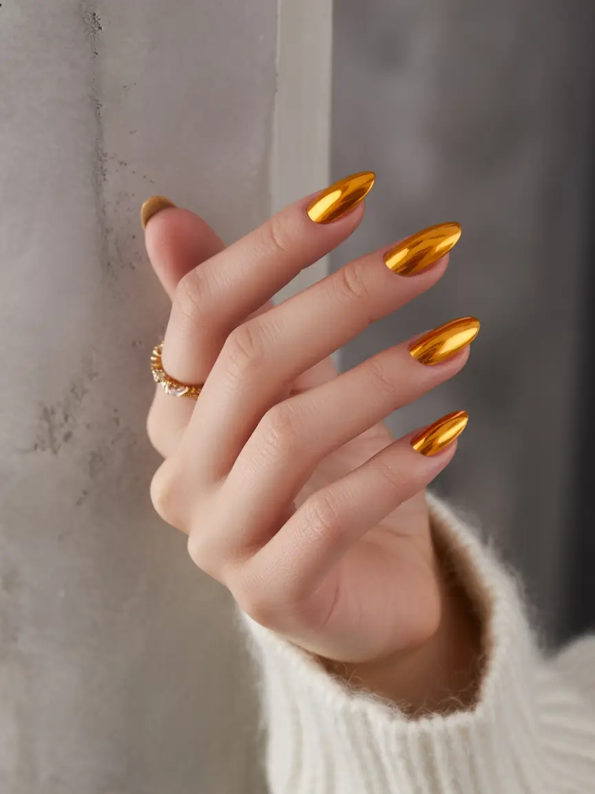 Almond Nails That Slay Summer 2025 - Golden Glam with Mirror Shine