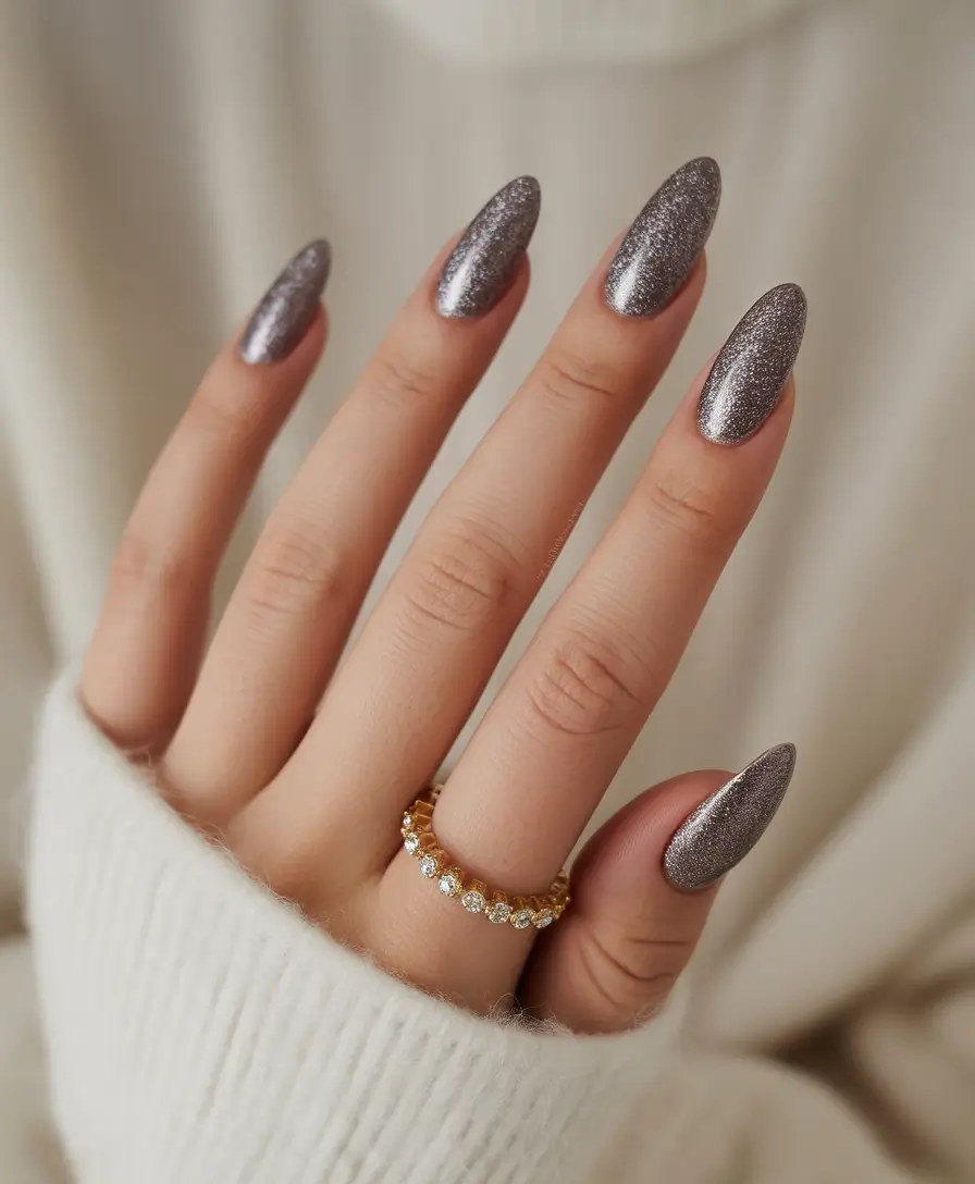 Almond Nails That Slay Summer 2025 - Silver Shimmer Magic