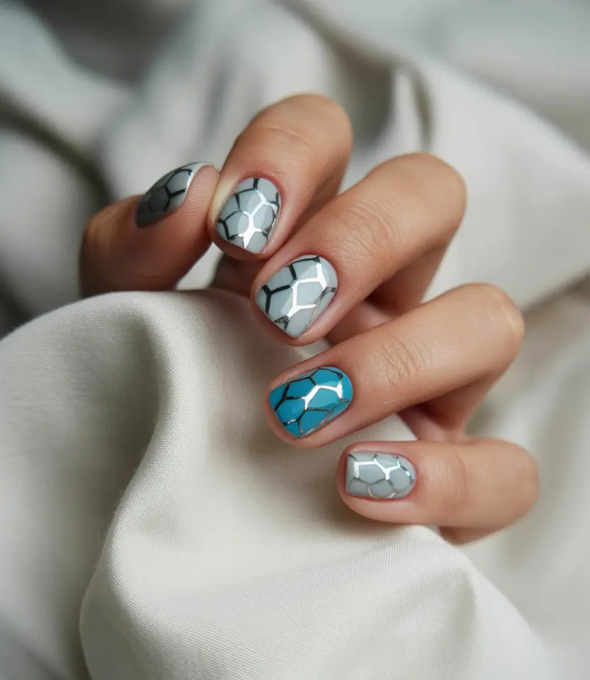 Beach Nails That Shine in Summer 2025 - Silvery Scales with a Pop
