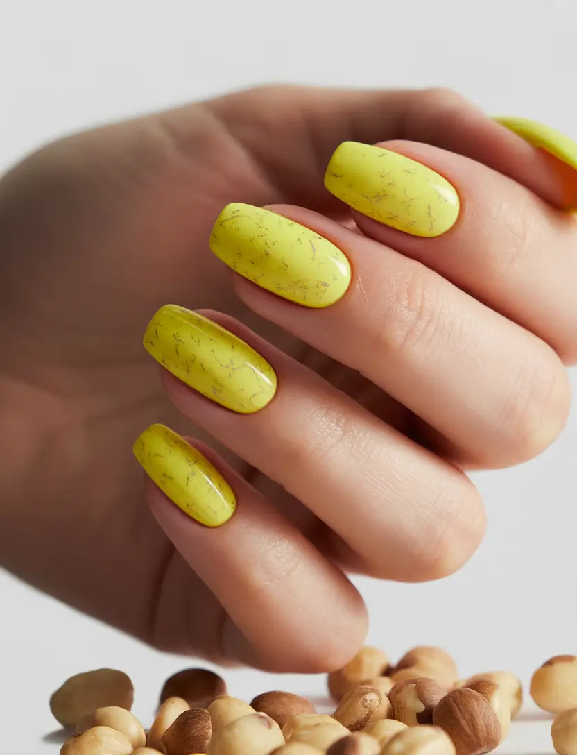 Beach Nails That Shine in Summer 2025 - High-Summer Yellow with Gold Flecks