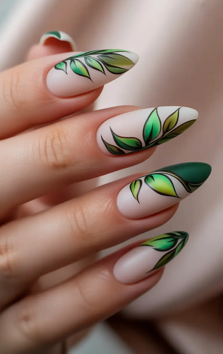 Beach Nails That Shine in Summer 2025 - Botanical Matte in Tropical Greens