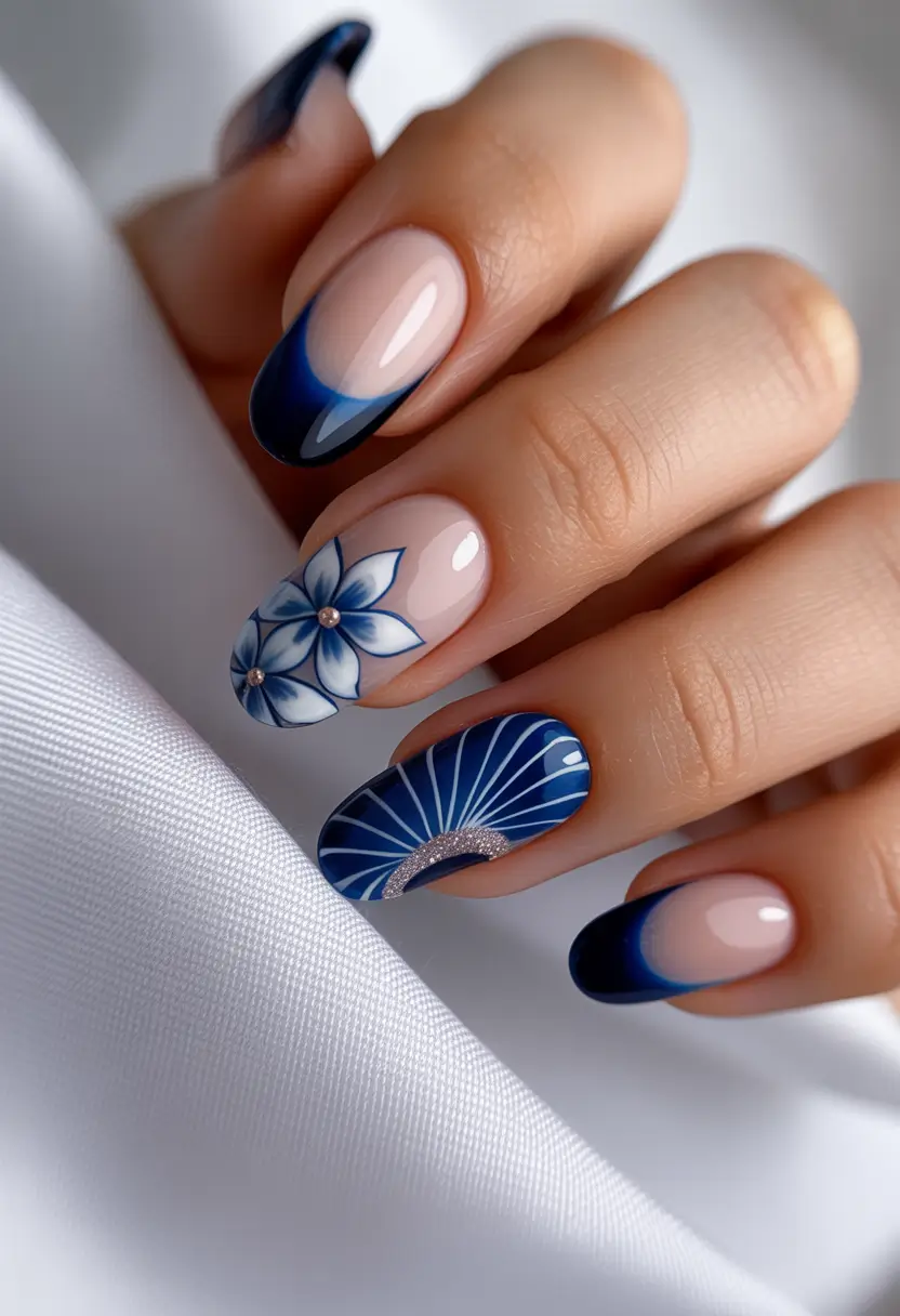 Beach Nails That Shine in Summer 2025 - Blue Blossom Breeze