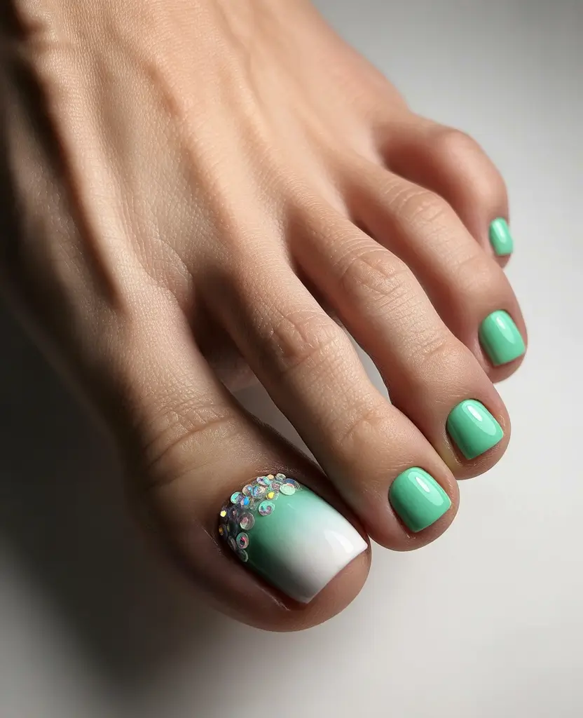 Best Toe Nail Colors for Summer 2025 - Mint Gradient