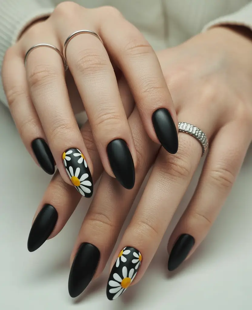 Black Summer Nails That Pop in 2025 Daisy Fresh Matte Mood