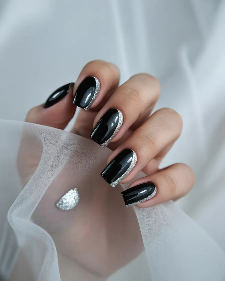 Black Summer Nails That Pop in 2025 Micro-Glitter Glam That Steals the Show