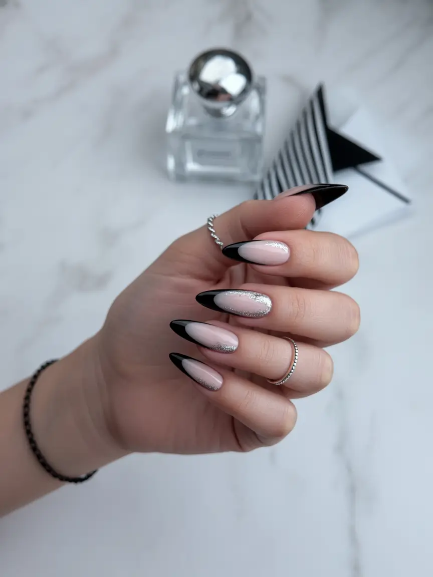 Black Summer Nails That Pop in 2025 Classic French but Make It Rebel